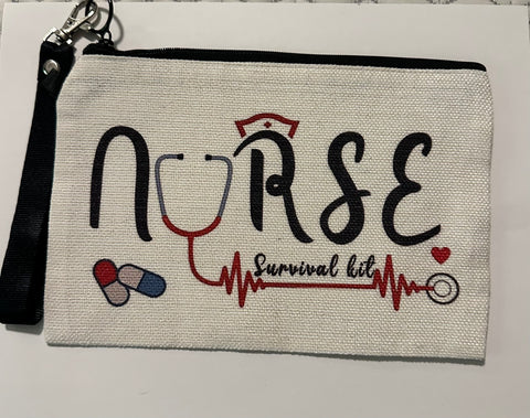 Nurse survival kit zippered pouch makeup bag with handle