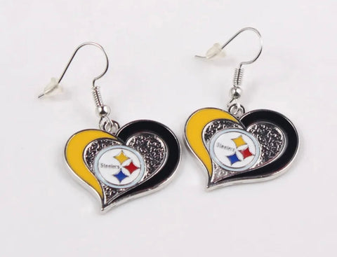 Pittsburgh steelers heart charm earrings