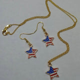 Flag star necklace with matching earrings.