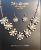 Cubic Zirconia and faux pearl necklace and earrings