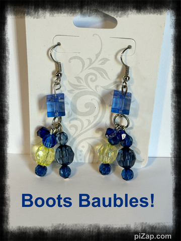 Navy blue and yellow dangle earrings