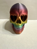 Rainbow variegated skull with hearts for eyes and nose 3D printed