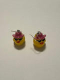 Rubber Ducky earrings with cowboy hat and sunglasses