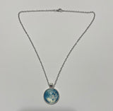 Fairy on the moon glass cabochon necklace