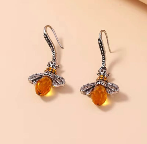 Beaded honey bee earrings