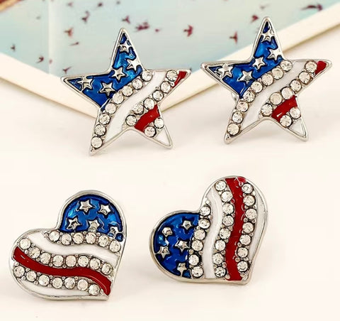 Stars and Stripes heart and star earrings