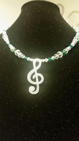 Music Rhinestone Crystal Necklace