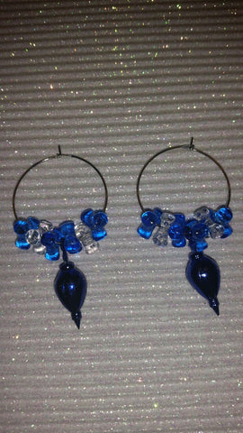 Ornament Hoop Earrings In Blue