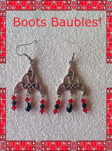 Red and black Celtic Knot Earrings