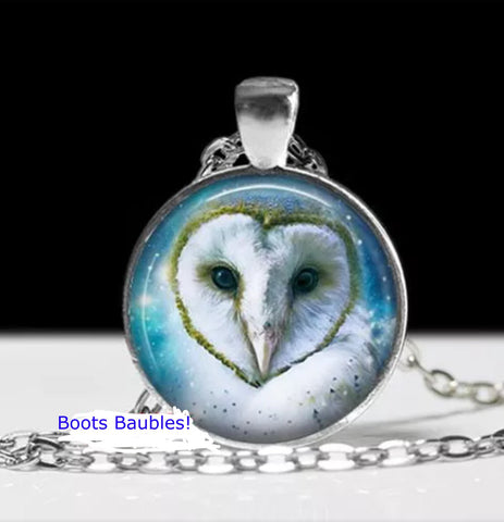 Owl glass cabochon necklace