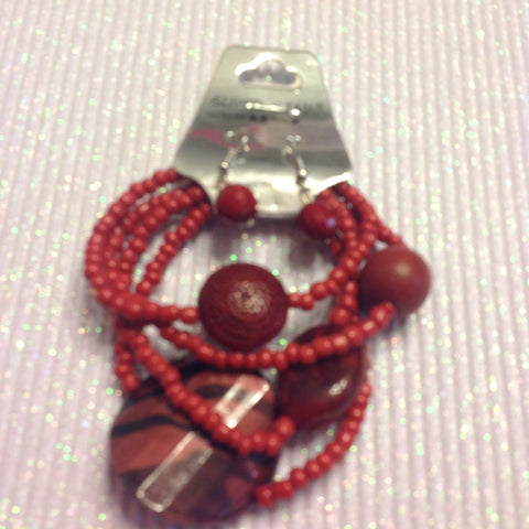 Multi strand seed bead bracelet and earrings