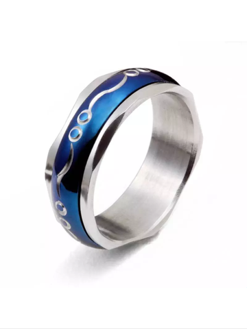Stainless steel men's ring in blue