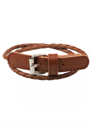 Brown leather style  buckle bracelet