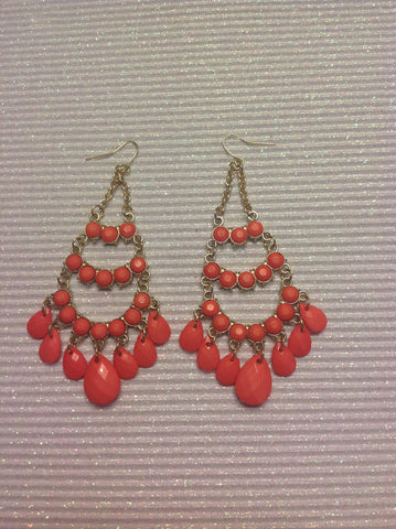 Coral chandelier style earrings