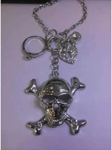 Silver tone skull necklace