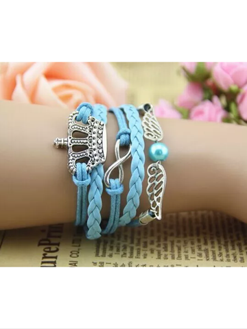 Blue leather style bracelet