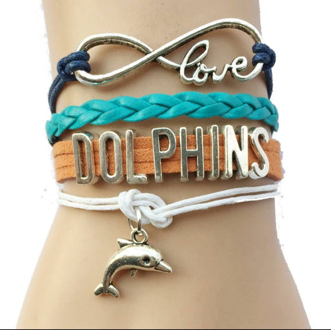 Miami Dolphin Leather style bracelet