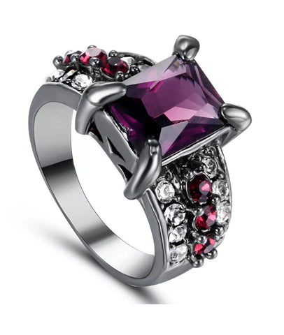 Black and purple cz ring size 6