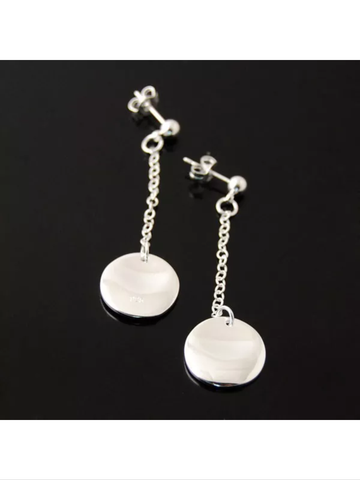 Silver plated circle disc earrings