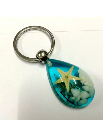 Ocean starfish and seashell keychain