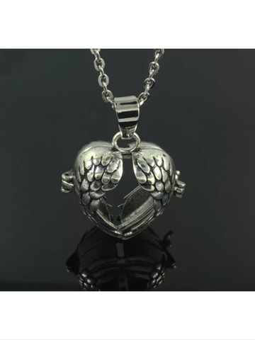 Silver Angel wing diffuser necklace