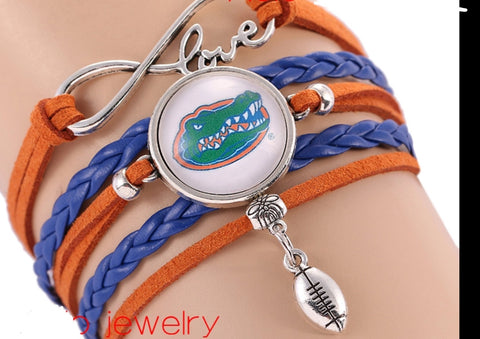 Florida gator glass cabochon  football 🏈  leather style bracelet