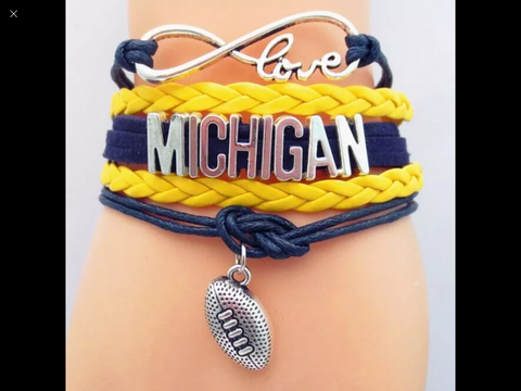 Michigan   College football 🏈 leather style bracelet