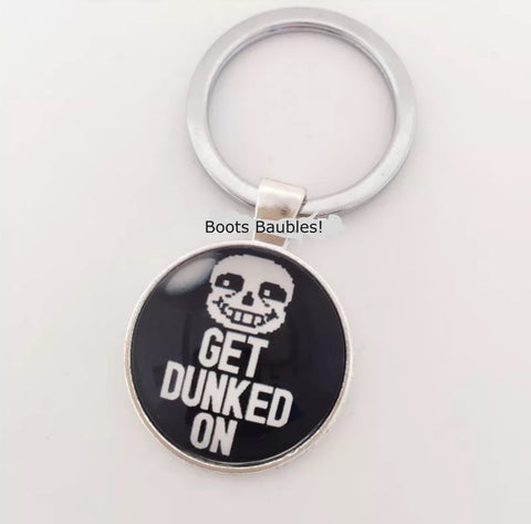 Undertale Get Dunked on glass cabochon keychain.