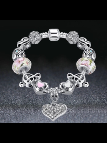 Music 🎶 lovers European style bracelet with rhinestone heart charm