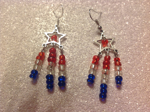 Red white and blue star earrings