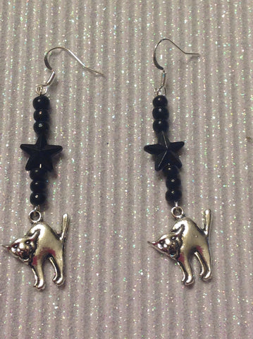 Black cat earrings