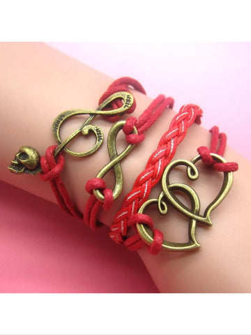 Pink or red  leather style bracelet