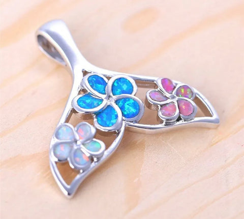 Whales tale simulated opal necklace