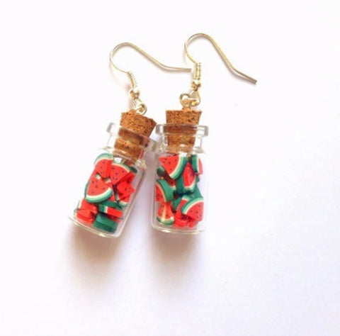 Watermelon bottle earrings