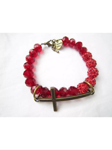 Red beaded cross bracelet