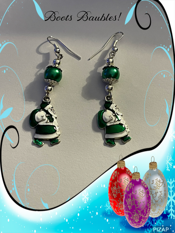 Green Santa Earrings