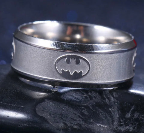 Silver colored Batman ring