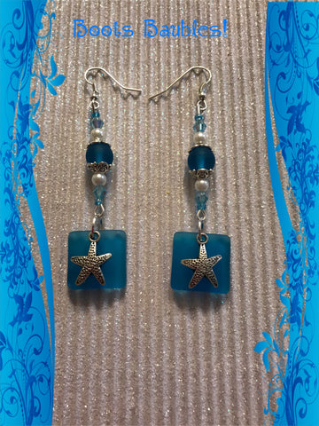 Jewels of the sea, cultured sea glass earrings