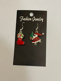 Asymmetrical Santa and stocking earrings