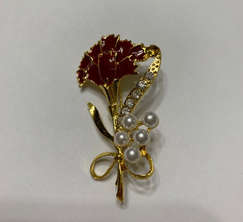 Carnation pearl brooch
