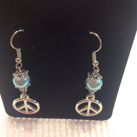 Pearl peace sign earrings