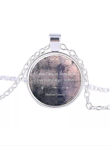 Saying mom cabochon necklace (Abraham Lincoln)