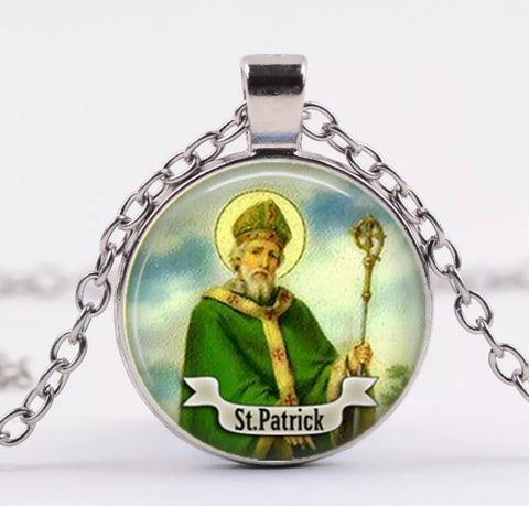 St Patrick glass cabochon necklace