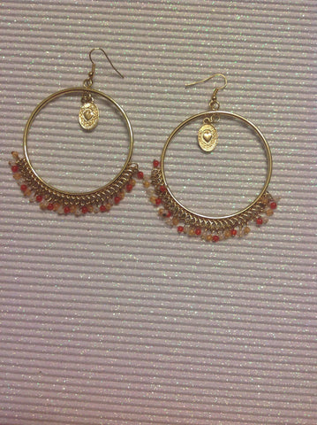 Large Hoop earrings beaded