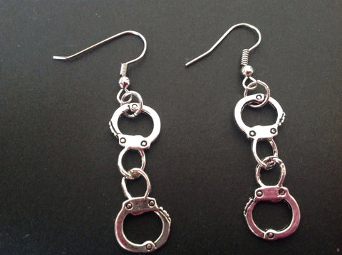 Handcuff earrings silvertone