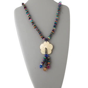 Rainbow shell pendant necklace