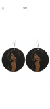 African woman wood earrings