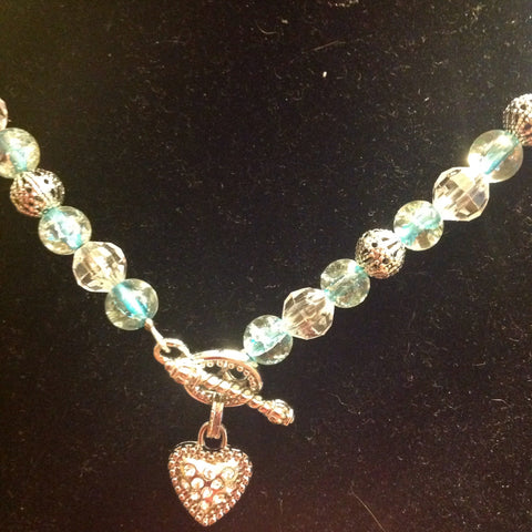Heart toggle front clasp necklace