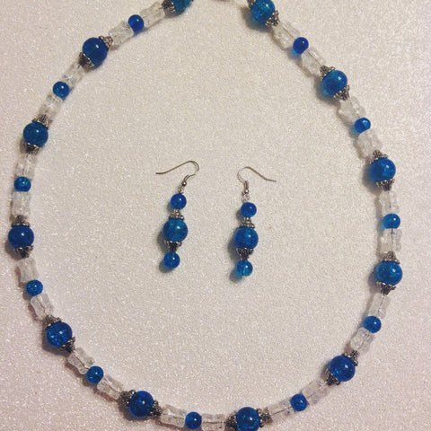 Ice crystal necklace with earrings