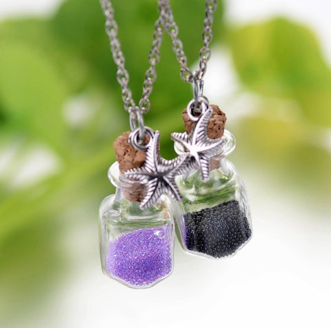 Starfish sand filled color necklaces